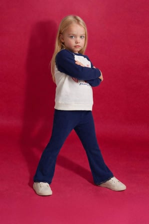 2'li Takım Baskılı Sweatshirt Tayt Kız Bebek G7432A526SPNV42
