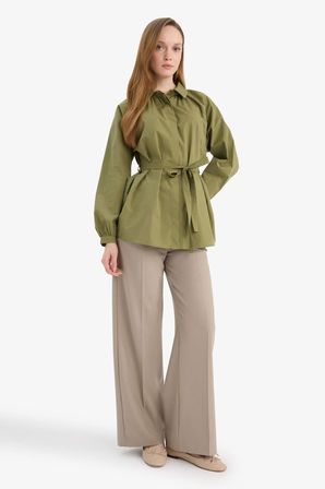 DeFacto %100 Pamuk Relax Fıt Poplin Gömlek Tunik G7704AX26SPKH21