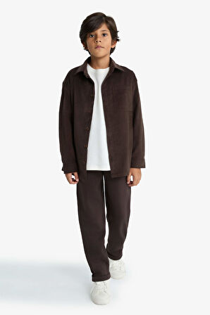 Erkek Çocuk Beli Lastikli Düz Paça Pike Eşofman Altı