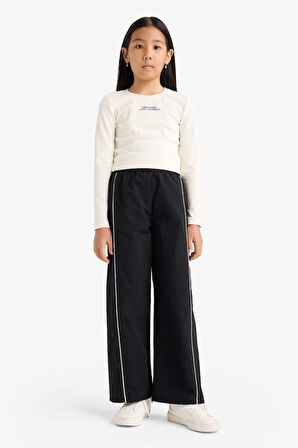 Kız Çocuk Wide Leg Esnek Bantlı Paça Paraşüt Pantolon