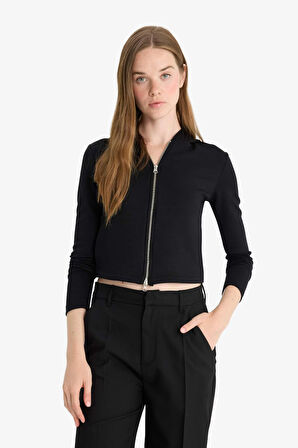 Slim Fit Dar Kesim Kapüşonlu Modal Hırka