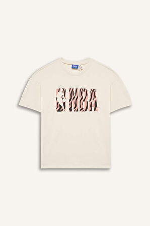 Kız Çocuk NBA Wordmark Oversize Geniş Kalıp Bisiklet Yaka Kısa Kollu Tişört