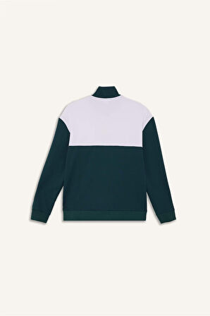 DeFactoFit Boxy Fit Dik Yaka Yarım Fermuarlı Baskılı Sporcu Sweatshirt