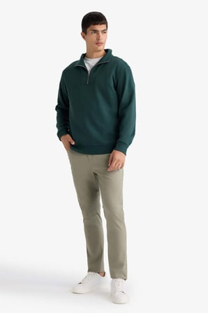 DeFacto Regular Fit Yarım Balıkçı Yaka Fermuarlı Kalın Sweatshirt F4136AX25AUGN536