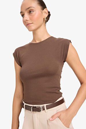 Slim Fit Dar Kesim Bisiklet Yaka Basic Düz Modal Kısa Kollu Tişört