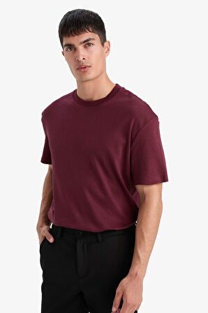 %100 Pamuk Regular Fit Bisiklet Yaka Basic Düz Kısa Kollu Tişört