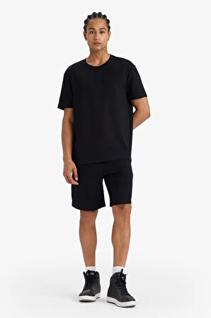 DeFactoFit Standart Fit Bisiklet Yaka Baskılı Sporcu Kısa Kollu Tişört