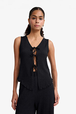 Slim Fit Dar Kesim V Yaka Bürümcük Atlet