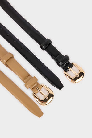 Kadın Suni Deri 2'li Günlük Kemer