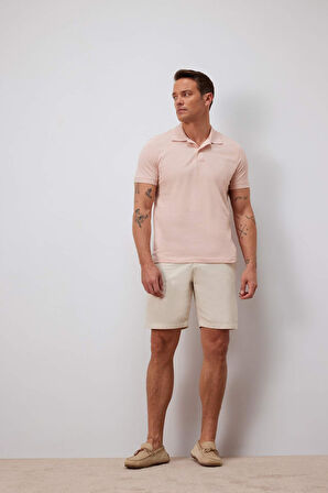 DeFacto %100 Pamuk Slim Fit Dar Kesim Polo Yaka Kısa Kollu Pamuklu Nakışlı Pike Polo Tişört E2633AX25SMBR476
