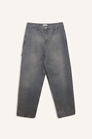 DeFacto %100 Pamuk Skater Fit Geniş Kalıp Yüksek Bel Geniş Paça Jean Pantolon F3927AX25SMNM55