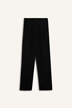 Wide Leg Fermuarlı Yüksek Bel Standart Boy Pantolon