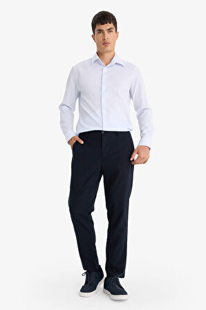 Okula Dönüş Modern Fit Polo Yaka Çizgili Krinkıl Uzun Kollu Gömlek