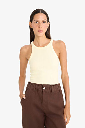 DeFacto Slim Fit Dar Kesim Halter Yaka Fitilli Kaşkorse Atlet E2176AX25SPYL450