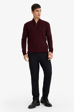 DeFacto Standart Fit Dik Yaka Fermuarlı Basic Triko Kazak A5184AX25AUBR34