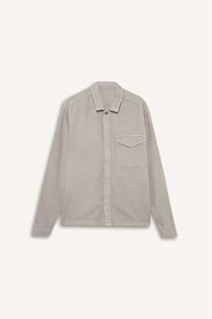 Boxy Fit Polo Yaka Twill Uzun Kollu Gömlek