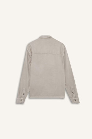 Boxy Fit Polo Yaka Twill Uzun Kollu Gömlek