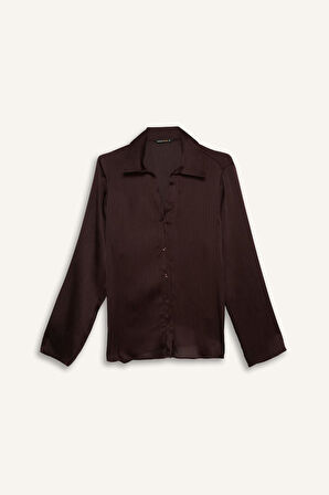 Regular Fit Saten Uzun Kollu Gömlek