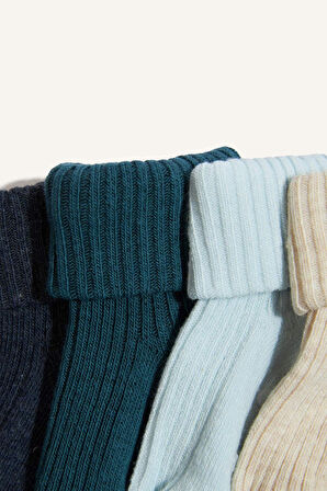 Erkek Bebek Kaydırmaz Taban 5'li Pamuklu Uzun Çorap