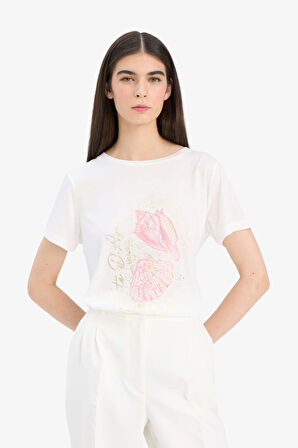 DeFacto Regular Fit Bisiklet Yaka Baskılı Kısa Kollu Tişört F5103AX25SMER105