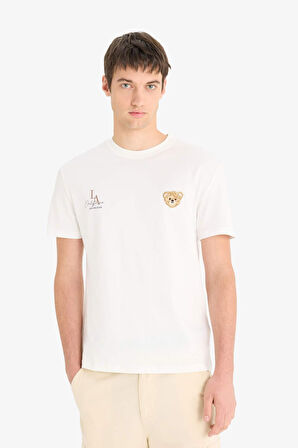 DeFacto %100 Pamuk Regular Fit Bisiklet Yaka Baskılı Kısa Kollu Tişört F4286AX25SMER105