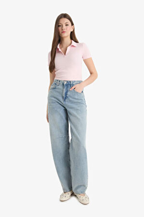 DeFacto Fitted Polo Yaka Fitilli Kaşkorse Kısa Kollu Tişört A0379AX25SMPN648