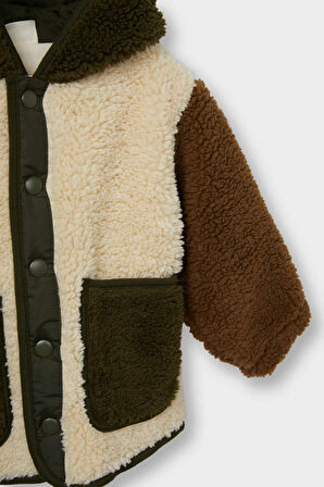 Erkek Bebek Kapüşonlu Pelüş Hırka