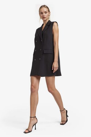 DeFacto Tailored Fit Kolsuz Mini Elbise D4186AX25AUBK81