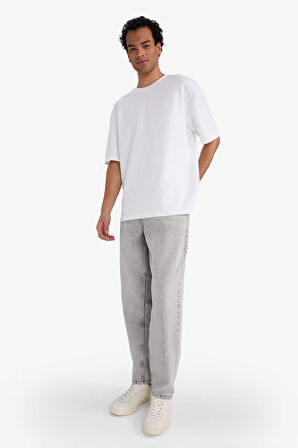 Relax Fit Düz Paça Jean Pantolon