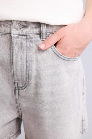 Mom Fıt Yüksek Bel Kısa Paça Jean Şort