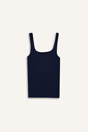 Slim Fit Dar Kesim Basic Düz Yuvarlak Yaka Fitilli Kaşkorse Atlet