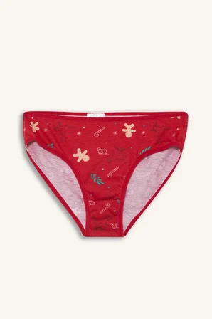 DeFacto %100 Pamuk %100 Pamuklu Yılbaşı Temalı Penye Slip Külot Kız Çocuk G4005A825WNRD107