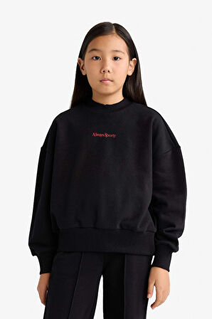 Kız Çocuk 2'li Takım Baskılı Sweatshirt Eşofman Altı