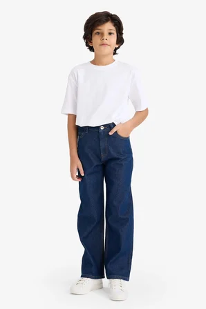 DeFacto %100 Pamuk Wide Leg Düz Paça Jean Pantolon Erkek Çocuk F9384A826SMNM34
