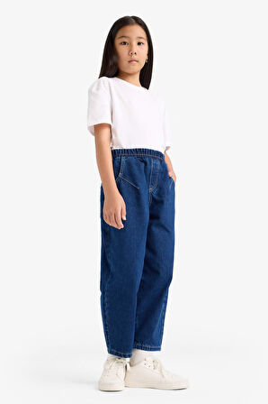 Kız Çocuk Balloon Fit Geniş Paça Jean Pantolon