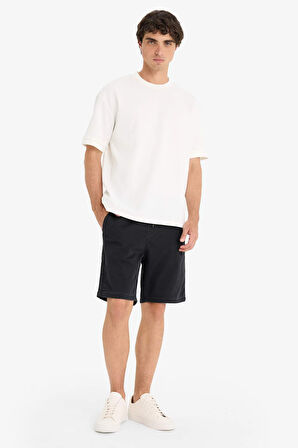 Regular Fit Beli Lastikli Rahat Kalıp Jean Bermuda