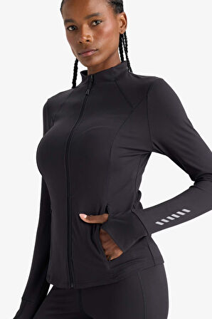 DeFactoFit Slim Fit Dar Kesim Dik Yaka Hırka