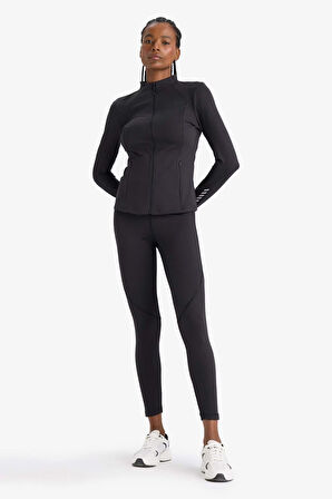 DeFactoFit Slim Fit Dar Kesim Dik Yaka Hırka