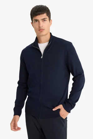 DeFacto Standart Fit Dik Yaka Fermuarlı Triko Hırka F2739AX25AUNV135