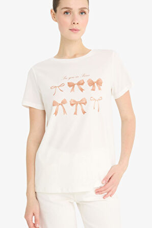 DeFacto Regular Fit Bisiklet Yaka Baskılı Penye Kısa Kollu Tişört F5689AX25SMER105