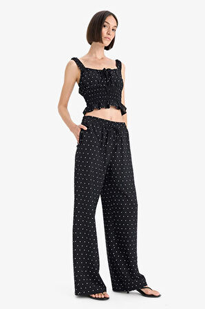 Straight Fit Çift Cepli Yüksek Bel Midi Pantolon