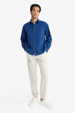 DeFacto Regular Fit Beli Bağcıklı Kargo Cepli Jogger Pantolon F4681AX25AUBG766