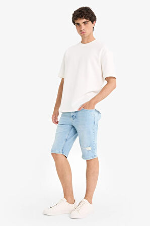 Slim Fit Dar Kesim Jean Bermuda