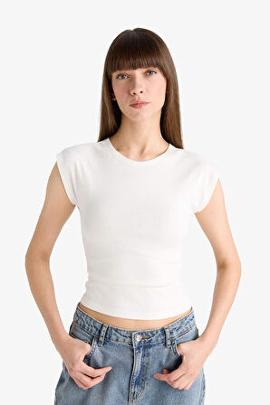 Slim Fit Dar Kesim Bisiklet Yaka Basic Düz Modal Kısa Kollu Tişört