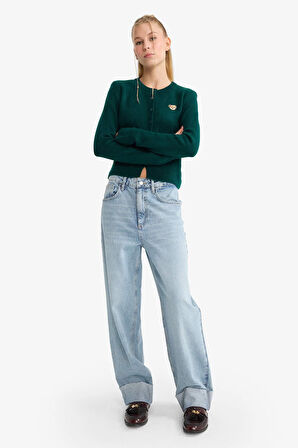 Slim Fit Dar Kesim Bisiklet Yaka Hırka