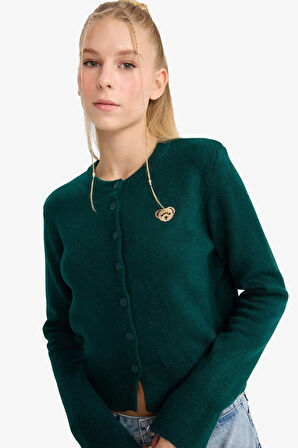 Slim Fit Dar Kesim Bisiklet Yaka Hırka