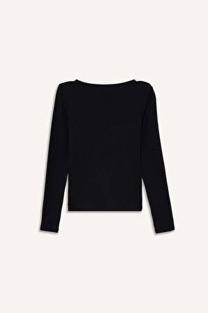Slim Fit Dar Kesim Basic Düz Modal Uzun Kollu Tişört