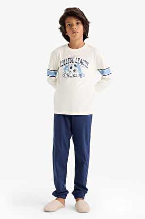 Erkek Çocuk Pijama Takımı Baskılı Uzun Kollu Üst Uzun Alt 