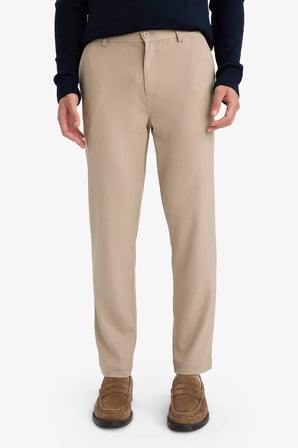 DeFacto Tailored Fit Düz Paça Her Yöne Esneyen Yumuşak Tuşe Cepli Pantolon C7508AX26SPBG609