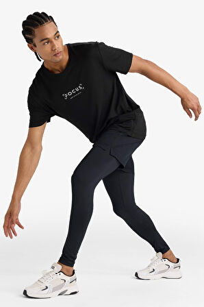 DeFactoFit Slim Fit Dar Kesim Sporcu Standart Paça İçi Taytlı Dokuma Şort 